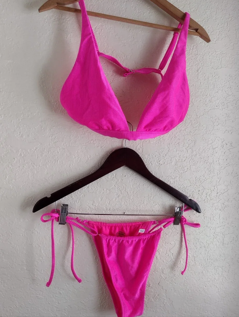 aerie Bright Hot Pink Tie-Side Bikini Set